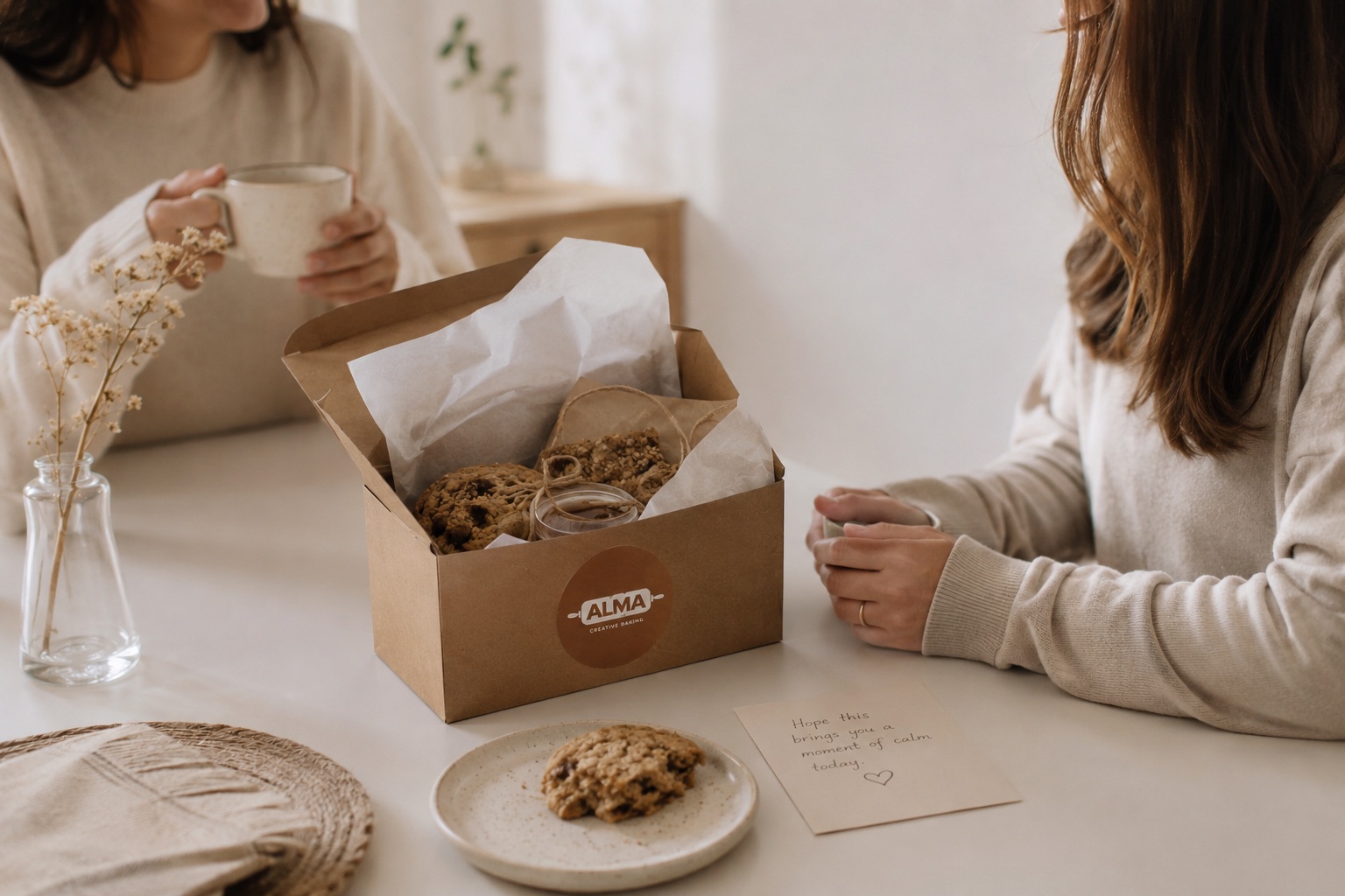 An Alma food box shared at a community gathering
